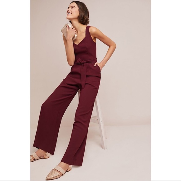 Anthropologie The Essential Jumpsuit Maroon 16 New - Picture 2 of 10